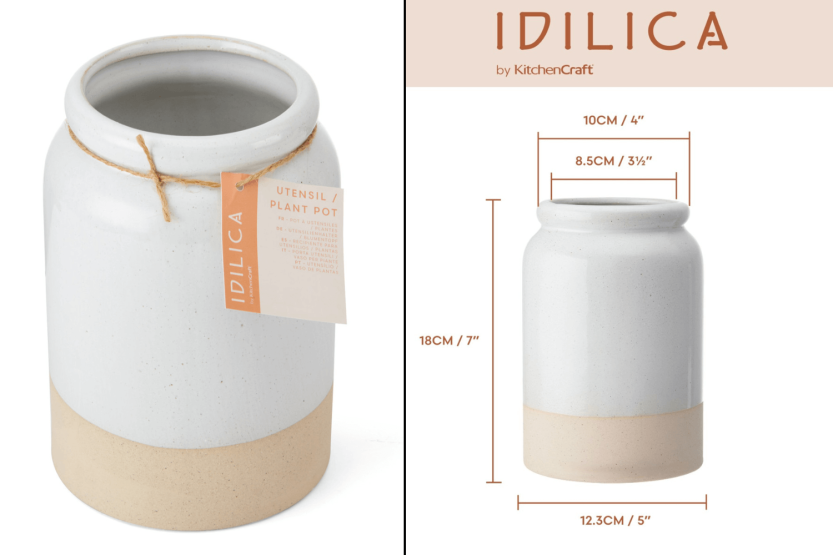 KitchenCraft Idilica portautensili in gres crema