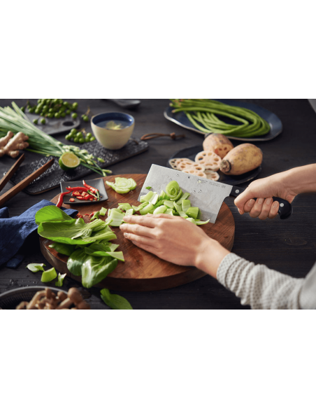 Faca de chef chinesa WMF Spitzenklasse Plus com 16 cm de lâmina em aço inoxidável