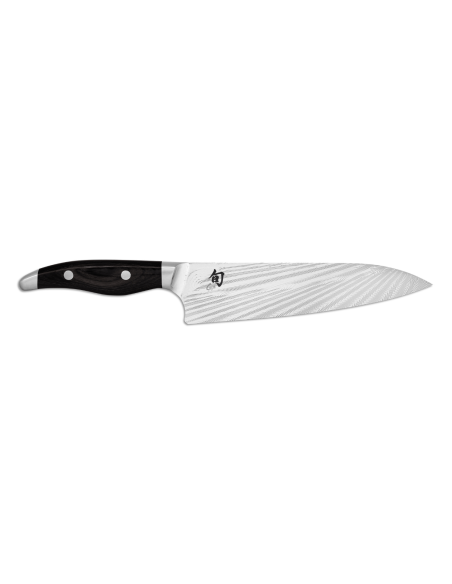 KAI Japans koksmes Shun Nagare Zwart 72-lagig damascus lemmet Dual Core 20cm gebogen handgreep