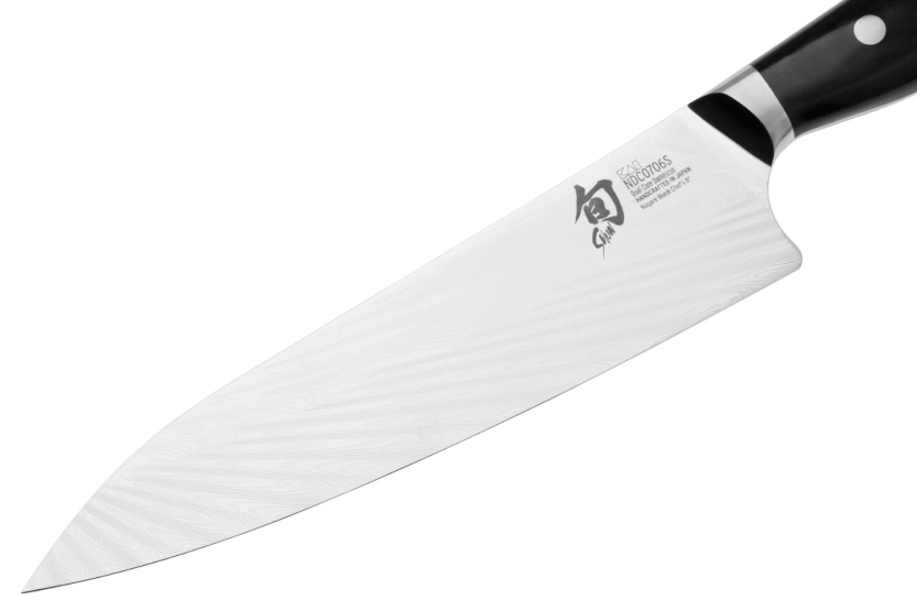 KAI Japans koksmes Shun Nagare Zwart 72-lagig damascus lemmet Dual Core 20cm gebogen handgreep