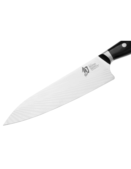 KAI Cuchillo de cocinero japonés Shun Nagare Negro 20cm Hoja Dual Core 72 Damasco con mango curvo