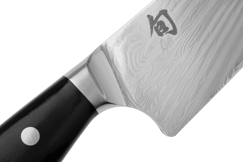 KAI Japans koksmes Shun Nagare Zwart 72-lagig damascus lemmet Dual Core 20cm gebogen handgreep