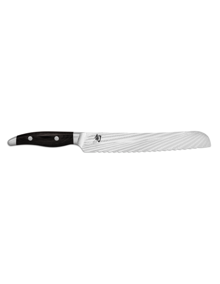 Japanisches Brotmesser KAI Shun Nagare Black gezahnte Damastklinge 72 Lagen Dual Core 23cm gewölbter Griff