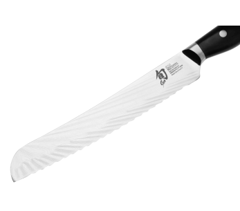 KAI Japansk brödkniv Shun Nagare Svart 72-lagers damaskus tandat blad Dual Core 23cm böjt handtag 2
