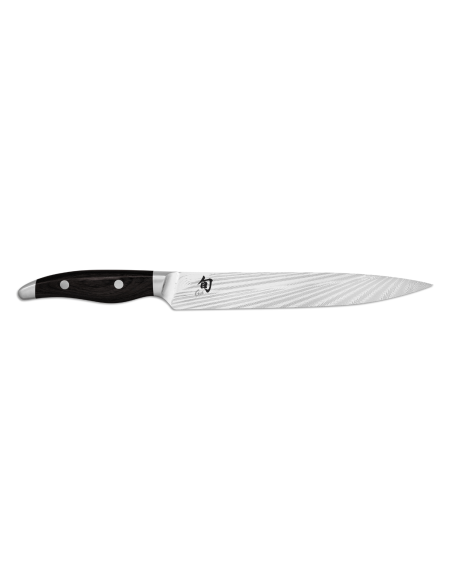 KAI Japansk skärkniv Shun Nagare Svart 72-lagers damaskusblad Dual Core 23cm böjt handtag