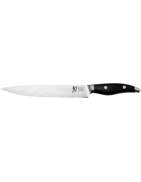 KAI Japansk skärkniv Shun Nagare Svart 72-lagers damaskusblad Dual Core 23cm böjt handtag
