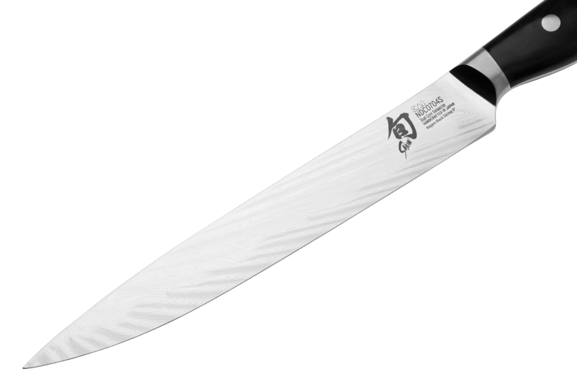 KAI japansk påleggskniv Shun Nagare Svart 72-lags damaskusblad Dual Core 23 cm buet håndtak