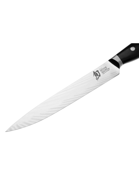 KAI Japansk skärkniv Shun Nagare Svart 72-lagers damaskusblad Dual Core 23cm böjt handtag