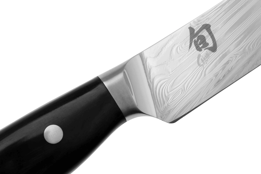 KAI japansk påleggskniv Shun Nagare Svart 72-lags damaskusblad Dual Core 23 cm buet håndtak