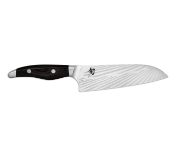 KAI Shun Nagare Negro Hoja de damasco de 72 capas Mango curvado Dual Core 18cm Cuchillo santoku japonés