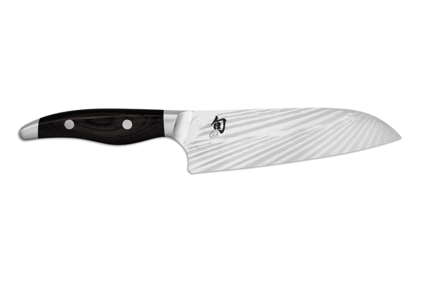 KAI japansk santokukniv Shun Nagare Svart 72-lags damaskusblad Dual Core 18 cm buet håndtak