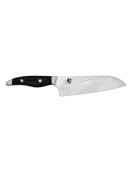 KAI Shun Nagare Negro Hoja de damasco de 72 capas Mango curvado Dual Core 18cm Cuchillo santoku japonés