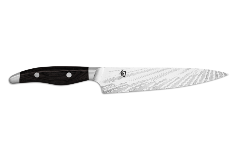 KAI Shun Nagare Lâmina de damasco preta Dual Core Cabo curvo de 15 cm Faca utilitária japonesa