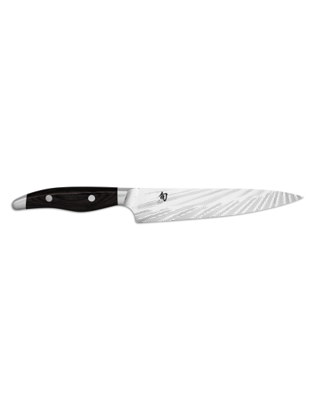 KAI Shun Nagare Lâmina de damasco preta Dual Core Cabo curvo de 15 cm Faca utilitária japonesa