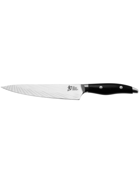 KAI Shun Nagare Lâmina de damasco preta Dual Core Cabo curvo de 15 cm Faca utilitária japonesa