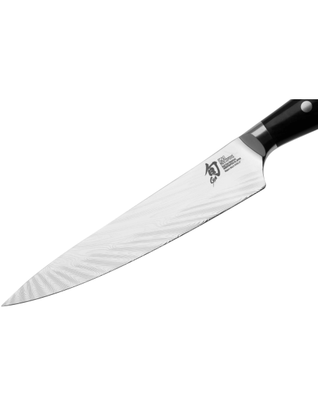 KAI Shun Nagare Lâmina de damasco preta Dual Core Cabo curvo de 15 cm Faca utilitária japonesa