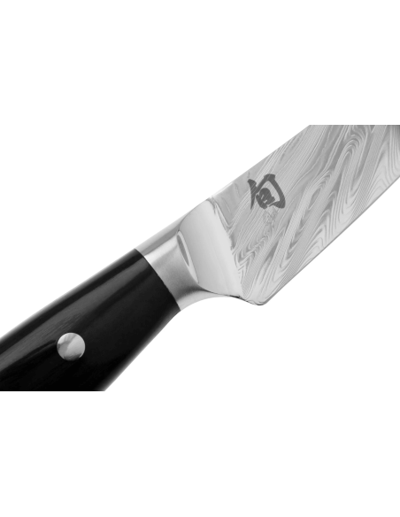 KAI Shun Nagare Sort damaskusblad 72 lag Dual Core 9 cm japansk urtekniv med buet skaft