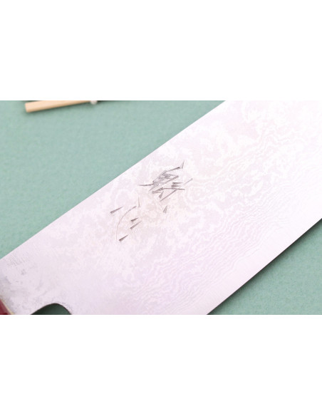 faca santoku japonesa faca santoku Nakamura Kaishin Ginsan Damascus 16cm