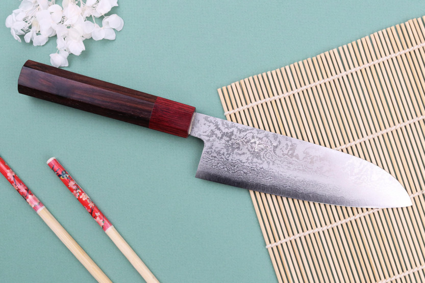 faca santoku japonesa faca santoku Nakamura Kaishin Ginsan Damascus 16cm