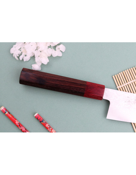 faca santoku japonesa faca santoku Nakamura Kaishin Ginsan Damascus 16cm