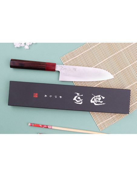 faca santoku japonesa faca santoku Nakamura Kaishin Ginsan Damascus 16cm