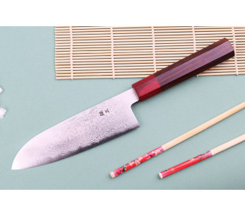 faca santoku japonesa faca santoku Nakamura Kaishin Ginsan Damascus 16cm 2