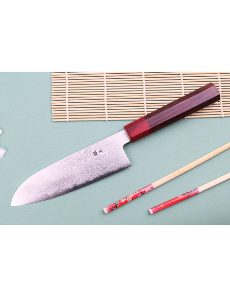 faca santoku japonesa faca santoku Nakamura Kaishin Ginsan Damascus 16cm