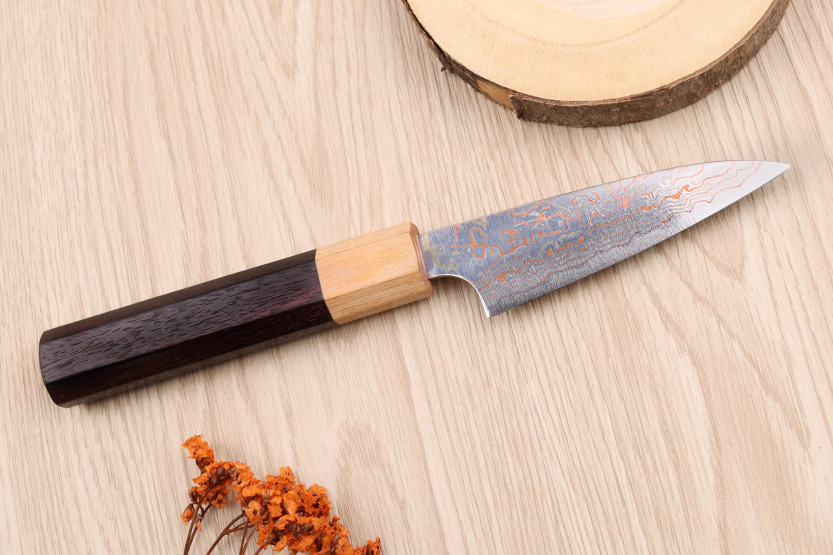 Japanisches Spickmesser 9cm handgefertigt Takeshi Saji VG10 rainbow