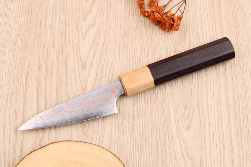 Japanisches Spickmesser 9cm handgefertigt Takeshi Saji VG10 rainbow
