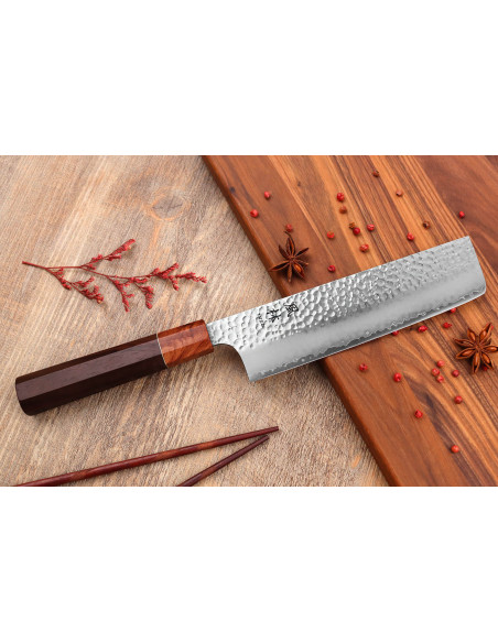 faca nakiri 17cm japonês artesanal Yuzo Tsuchime VG10 Rosewood