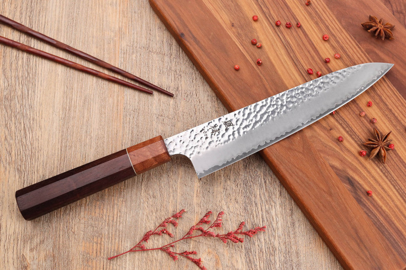 Kochmesser 20cm japanisch handgefertigt Yuzo VG10 Tsuchime Rosewood