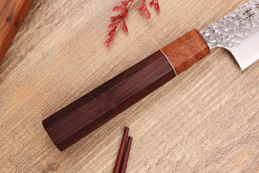 Kochmesser 20cm japanisch handgefertigt Yuzo VG10 Tsuchime Rosewood