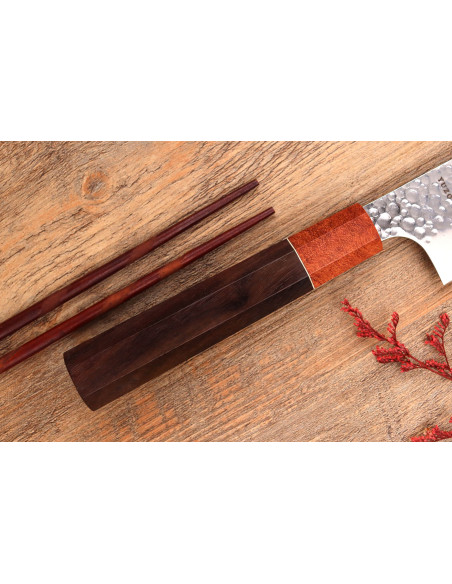 VG10 Rosewood Yuzo Tsuchime 17cm Japanese handmade santoku knife