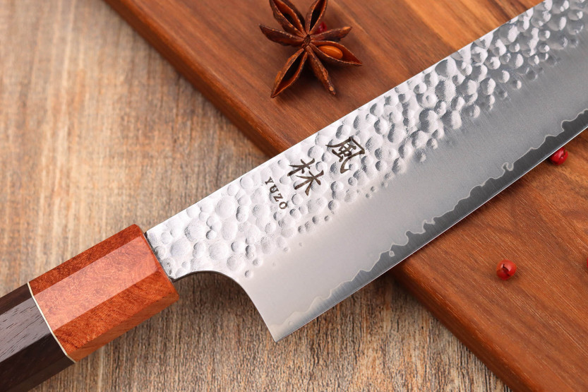 VG10 Rosewood Yuzo Tsuchime 17cm Japanese handmade santoku knife