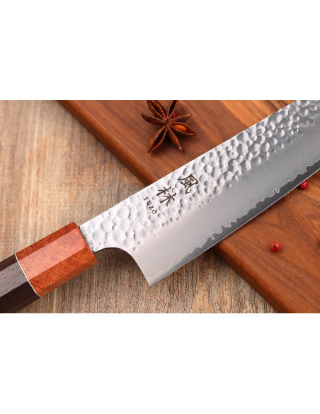 VG10 Rosewood Yuzo Tsuchime 17cm Japanese handmade santoku knife