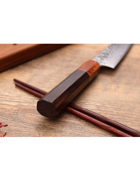 Faca universal japonesa Yuzo Tsuchime VG10 Rosewood 15cm feita à mão