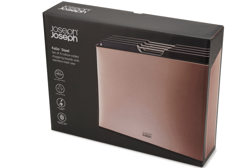 Set of 4 Joseph Joseph Folio Steel cutting boards + steel case