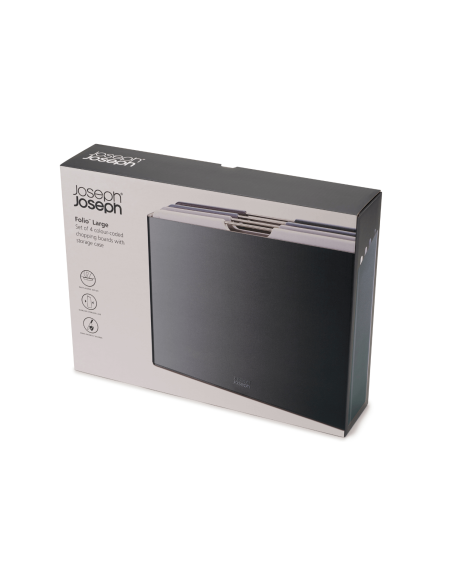 Set bestehend aus 4 Joseph Joseph Folio Grand graphite Schneidebrettern + Etui