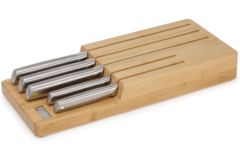 Set de 5 couteaux Joseph Joseph Elevate Stahl Messer Bamboo Store + plateau en bambou