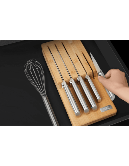 Set de 5 couteaux Joseph Joseph Elevate Stålknivar Bambu Store + plateau en bambou