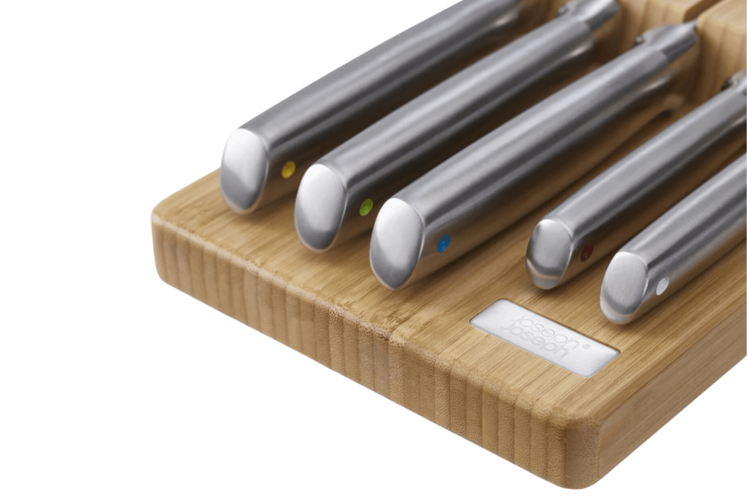 Set de 5 cuchillos Joseph Joseph Elevate Steel Knives Bamboo Store + plateau en bambou