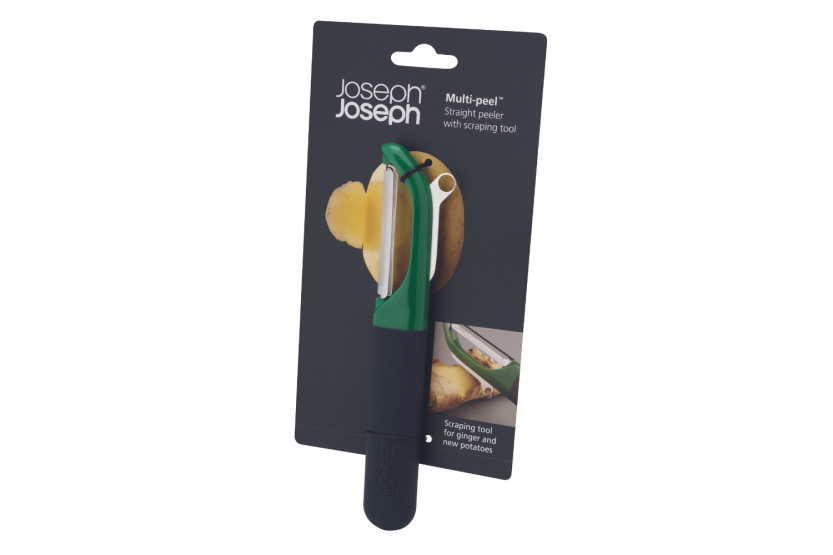 Joseph Joseph Multi-Peel rett skreller i rustfritt stål og mørkegrønn polymer
