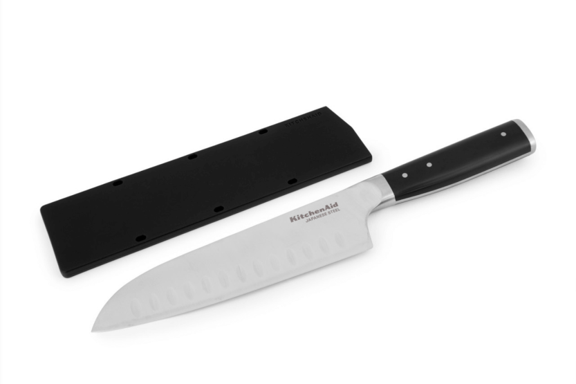 Kitchen Aid Gourmet santoku-kniv med granton-egg 18 cm japansk stålblad + etui
