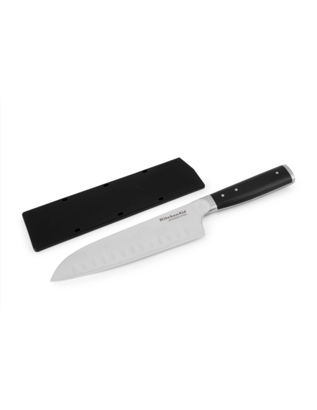 Kitchen Aid Gourmet santoku-kniv med granton-egg 18 cm japansk stålblad + etui