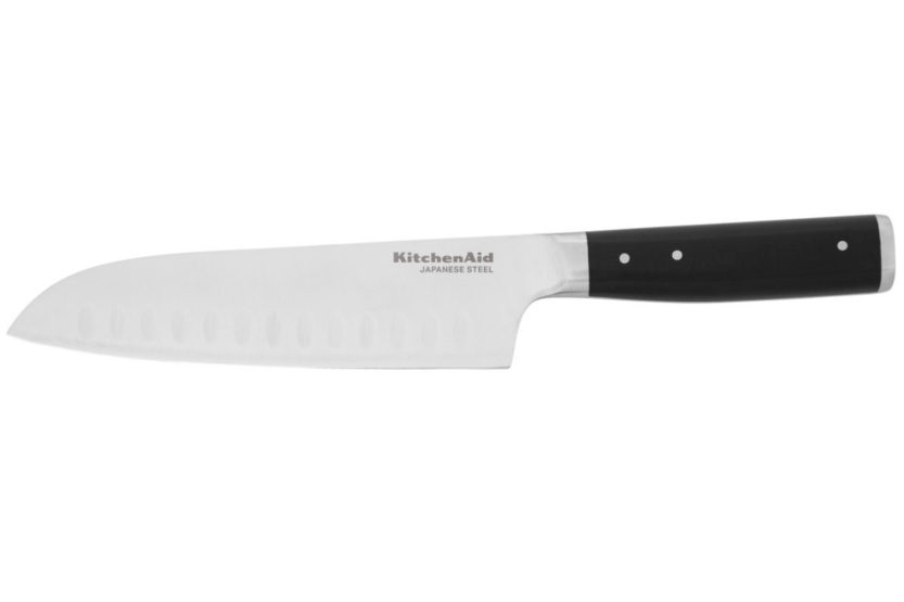 Faca faca santoku Kitchen Aid Gourmet com convinhas lâmina de aço japonês de 18 cm + estojo
