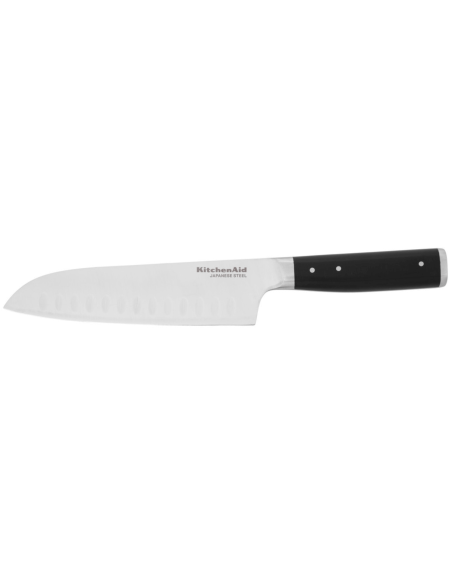 Kitchen Aid Gourmet santoku mes met granton rand 18cm Japans stalen lemmet + etui