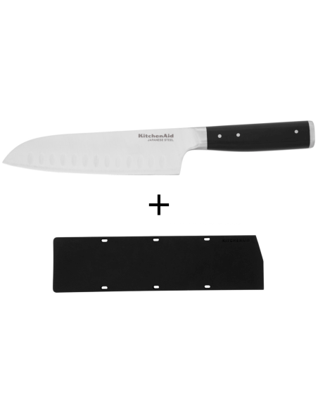Kitchen Aid Gourmet santoku-kniv med grantonskær 18 cm japansk stålblad + etui