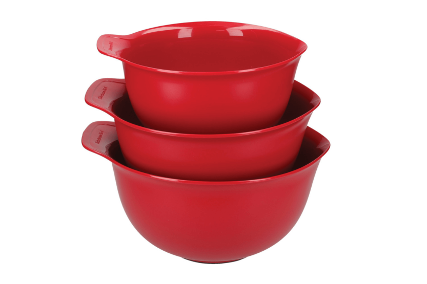 Set om 3 Kitchen Aid blandningsskålar i röd polymer