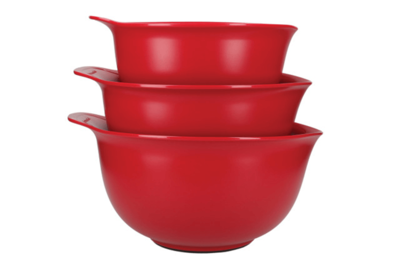 Sæt med 3 Kitchen Aid-skåle i rød polymer