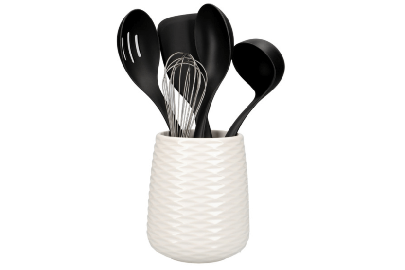 Conjunto de 5 Utensilios de cozinha Kitchen Kitchen Aid com suporte de cerâmica